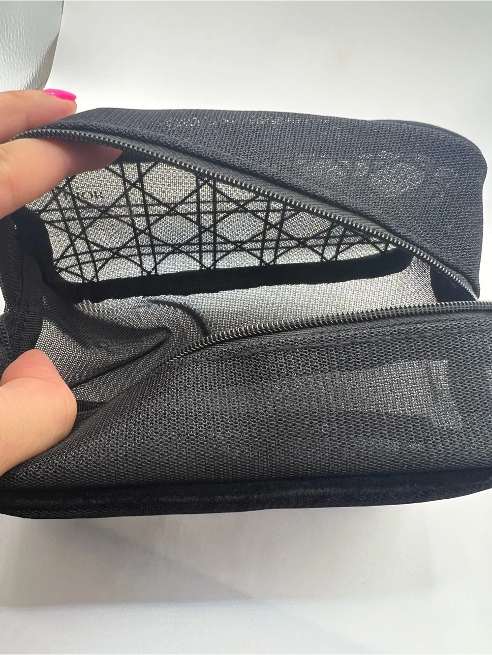 Dior Black Mesh Logo Cosmetic Case